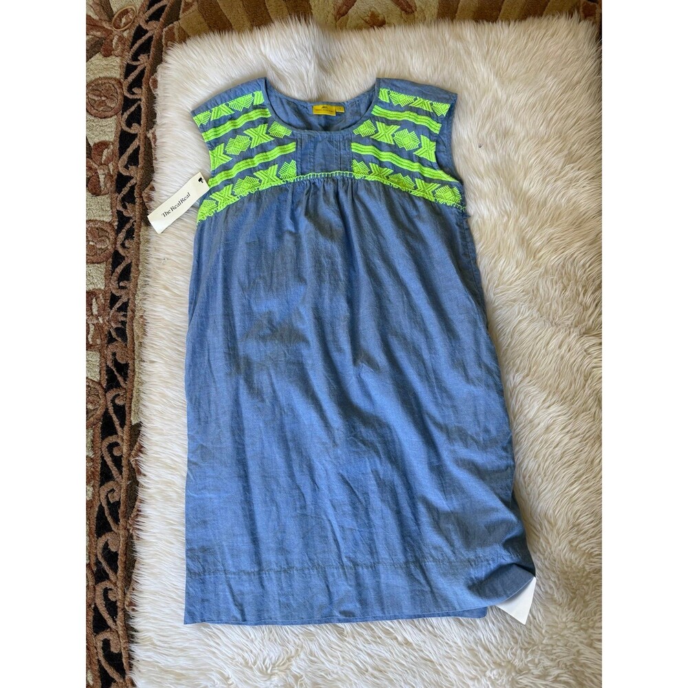 Roberta Roller Rabbit Blue and Neon Green Mini Dress